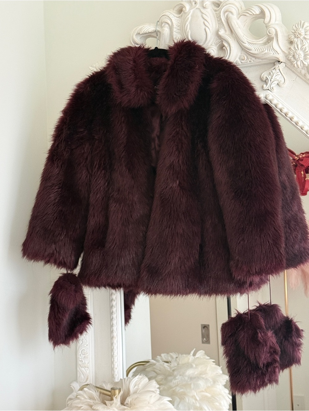 Miss Sixty Vintage Y2K Faux Fur Coat With Mittens